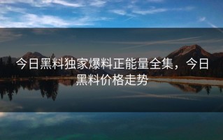 今日黑料独家爆料正能量全集，今日黑料价格走势