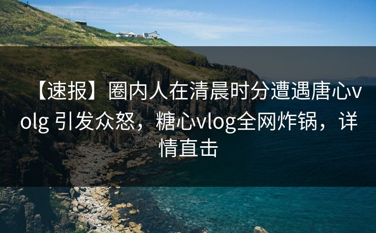 【速报】圈内人在清晨时分遭遇唐心volg 引发众怒，糖心vlog全网炸锅，详情直击-第1张图片-黑料万里长征 - 反差与真相深度解读