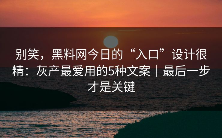别笑，黑料网今日的“入口”设计很精：灰产最爱用的5种文案｜最后一步才是关键-第1张图片-黑料万里长征 - 反差与真相深度解读