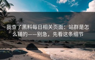 我查了黑料每日相关页面：站群是怎么铺的——别急，先看这条细节