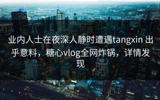 业内人士在夜深人静时遭遇tangxin 出乎意料，糖心vlog全网炸锅，详情发现